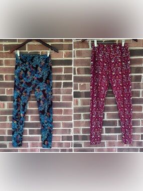 Set Of 2 Floral Leggings Soft Stretching LuLaRoe One Size